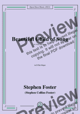 page one of S. Foster-Beautiful Child of Song,in D flat Major 