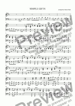 page one of Simple Gifts - optional piano