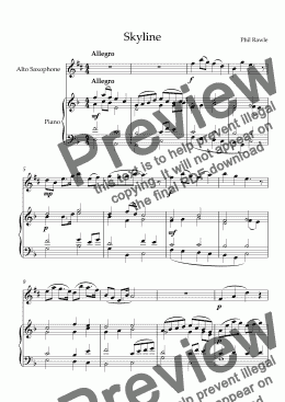 page one of Skyline - Alto Sax and Piano