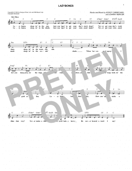 page one of Lazybones (Lead Sheet / Fake Book)