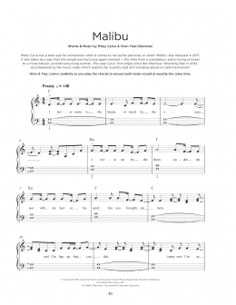 page one of Malibu (Really Easy Piano)