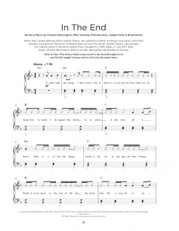 page one of In The End (Really Easy Piano)