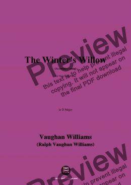 page one of Vaughan Williams-The Winter's Willow(A country song)(1903),in D Major