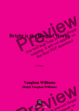 page one of Vaughan Williams-Bright is the Ring of Words,in F Major