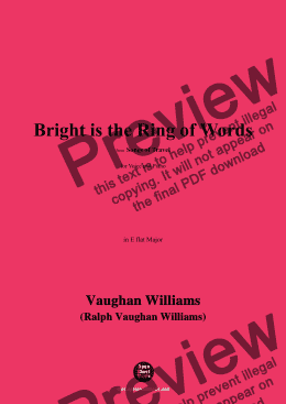 page one of Vaughan Williams-Bright is the Ring of Words,in E flat Major