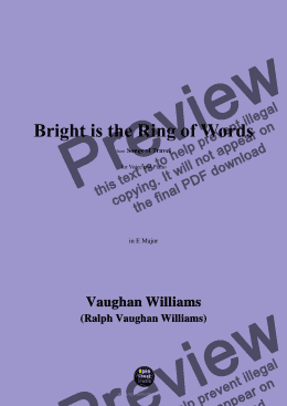 page one of Vaughan Williams-Bright is the Ring of Words,in E Major