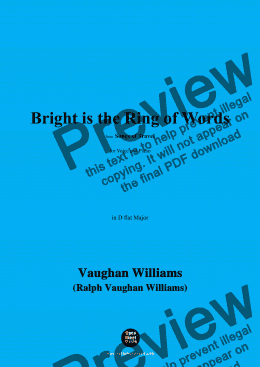 page one of Vaughan Williams-Bright is the Ring of Words,in D flat Major