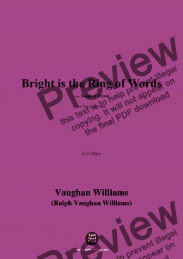 page one of Vaughan Williams-Bright is the Ring of Words,in D Major