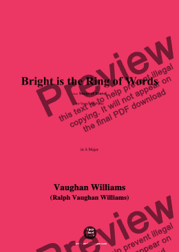 page one of Vaughan Williams-Bright is the Ring of Words,in A Major