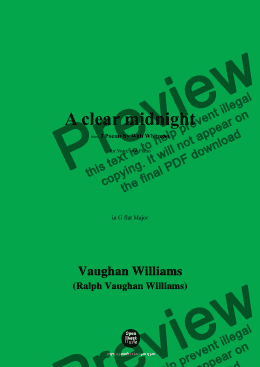 page one of Vaughan Williams-A clear midnight(This is thy hour,O Soul,thy free flight into the wordless),in G flat Major