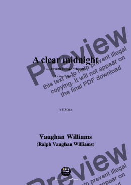 page one of Vaughan Williams-A clear midnight(This is thy hour,O Soul,thy free flight into the wordless),in E Major