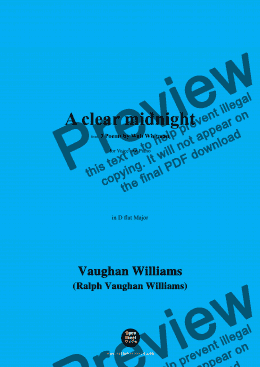 page one of Vaughan Williams-A clear midnight(This is thy hour,O Soul,thy free flight into the wordless),in D flat Major