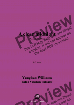 page one of Vaughan Williams-A clear midnight(This is thy hour,O Soul,thy free flight into the wordless),in D Major