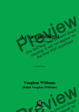 page one of Vaughan Williams-A clear midnight(This is thy hour,O Soul,thy free flight into the wordless),in B flat Major