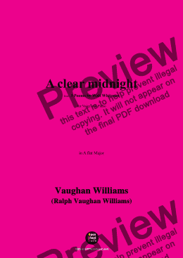 page one of Vaughan Williams-A clear midnight(This is thy hour,O Soul,thy free flight into the wordless),in A flat Major 