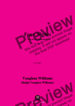 page one of Vaughan Williams-Four Nights(1925),in F Major