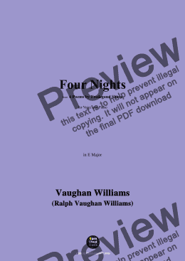 page one of Vaughan Williams-Four Nights(1925),in E Major