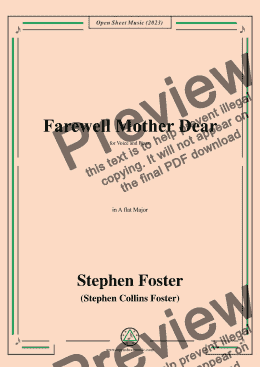 page one of S. Foster-Farewell Mother Dear,in A flat Major 