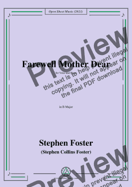 page one of S. Foster-Farewell Mother Dear,in B Major 