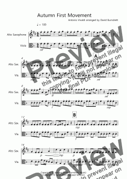 page one of Autumn (First Movement) for Alto Saxophone and Viola Duet