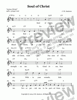 page one of Soul of Christ (guitar/keyboard lead sheet)