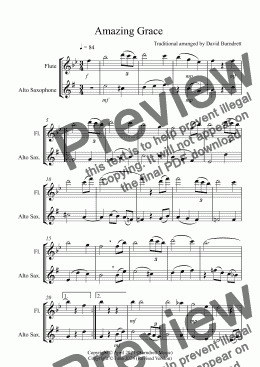 page one of Amazing Grace for Flute and Alto Saxophone Duet