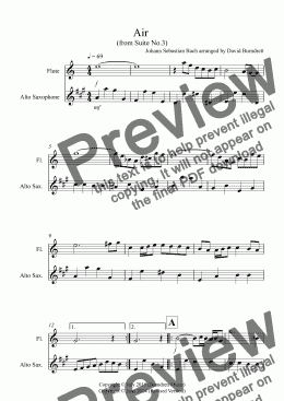 page one of Air on a G String for Flute and Alto Saxophone Duet