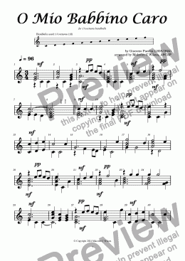 page one of O Mio Babbino Caro for 1½-octave handbells C5-G6