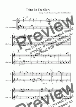 page one of Thine Be The Glory for Flute and Alto Saxophone Duet