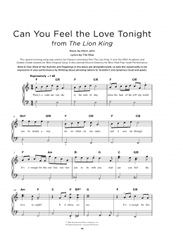 page one of Can You Feel The Love Tonight (from The Lion King) (Really Easy Piano)