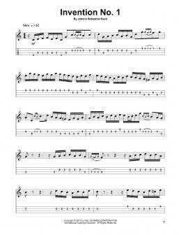 page one of Invention No. 1 In C Major, BWV 772 (Mandolin Tab)