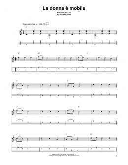 page one of La Donna E Mobile (Mandolin Tab)