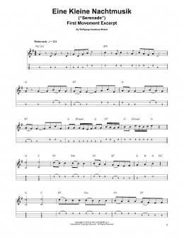 page one of Eine Kleine Nachtmusik ("Serenade"), First Movement Excerpt (Mandolin Tab)