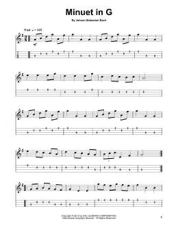 page one of Minuet In G (Mandolin Tab)