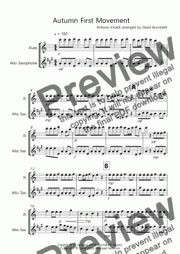 page one of Autumn (First Movement) for Flute and Alto Saxophone Duet