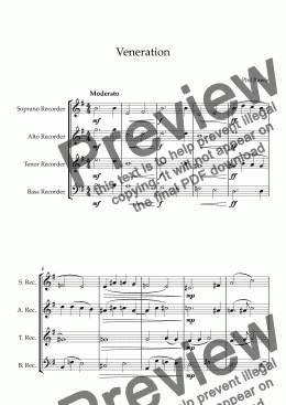 page one of Veneration - Recorder Quartet