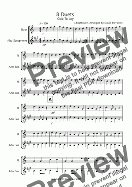 page one of 8 Easy  Duets for Flute and Alto Saxophone