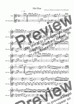 page one of Für Elise for Flute and Alto Saxophone Duet