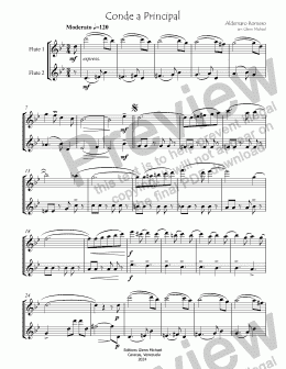 page one of  Conde a Principal for Two flutes