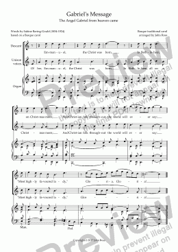 page one of Gabriel's Message (The angel Gabriel from heaven came) (in a) - Descant and reharmonization