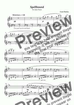 page one of "Spellbound" Original for Solo Piano.