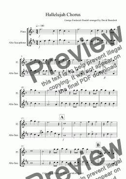 page one of Hallelujah Chorus for Flute and Alto Saxophone Duet