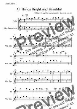 page one of All Things Bright and Beautiful for Flute and Alto Saxophone Duet