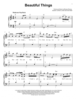 page one of Beautiful Things (Easy Piano)