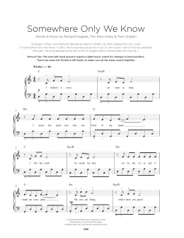 page one of Somewhere Only We Know (Really Easy Piano)