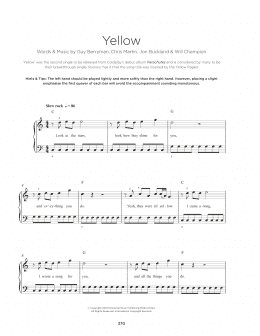 page one of Yellow (Really Easy Piano)