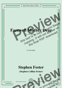 page one of S. Foster-Farewell Mother Dear,in E flat Major 