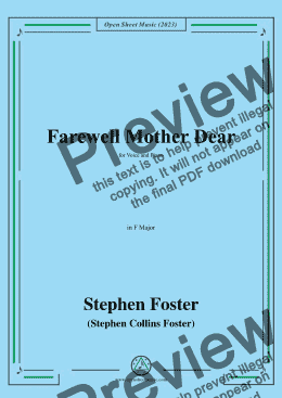 page one of S. Foster-Farewell Mother Dear,in F Major