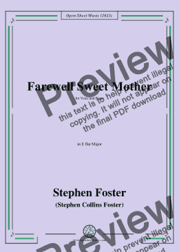 page one of S. Foster-Farewell Sweet Mother,in E flat Major