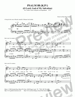 page one of Psalm 88 (KJV) - Piano/Vocal Duet